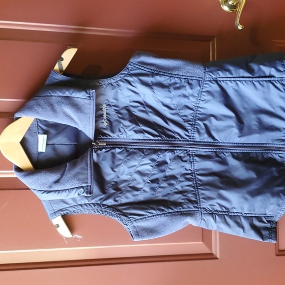 Columbia dark Navy Blue vest Full collar size medium 100 polyester - Picture 1 of 11